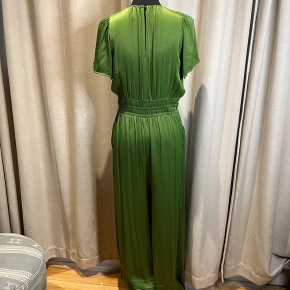 Free People Green Satin Wide Leg Jumpsuit Size S - Picture 13 of 16